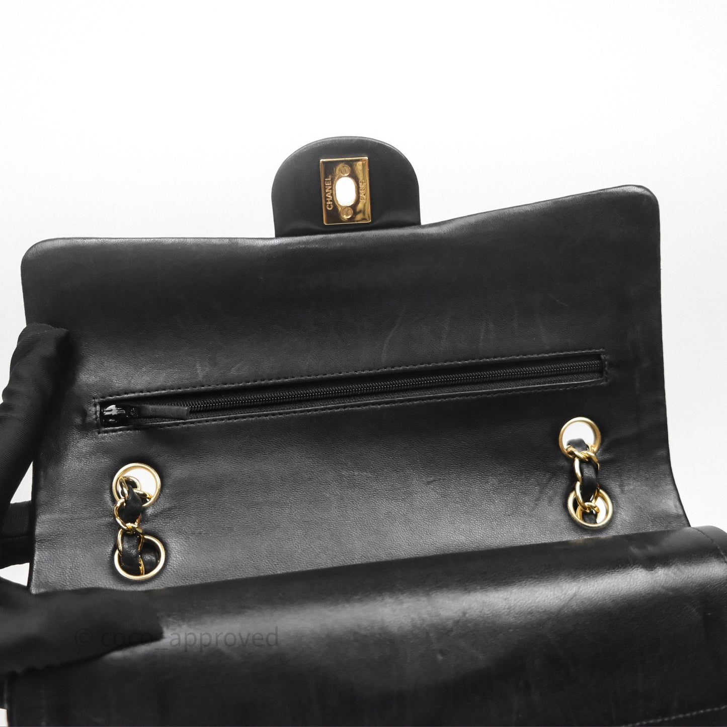 Chanel Classic M/L Medium Flap Quilted Black Lambskin Gold Hardware
