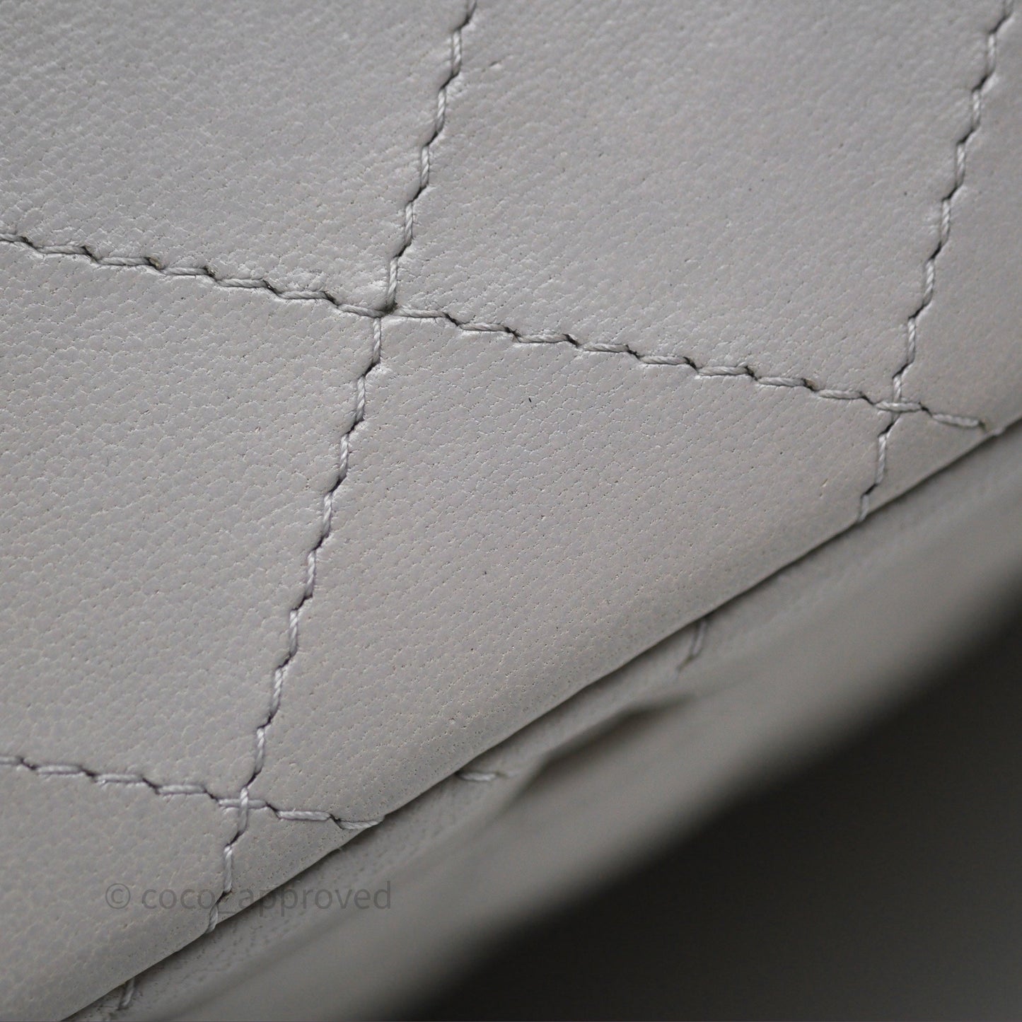 Chanel Mini Square Flap Quilted Light Grey Lambskin Gold Hardware
