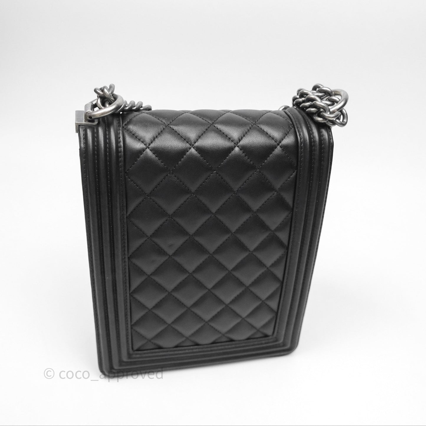 Chanel Quilted North South Boy Flap Black Calfskin Ruthenium Hardware