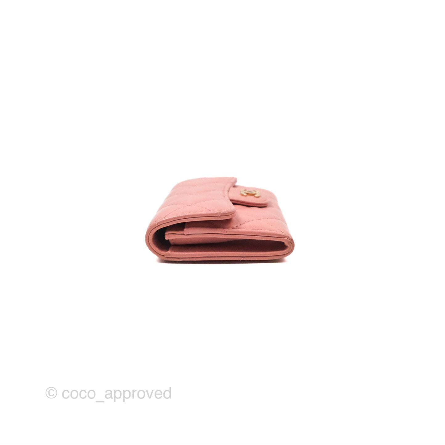 Chanel Quilted Flap Card Holder Pink Lambskin Gold Hardware
