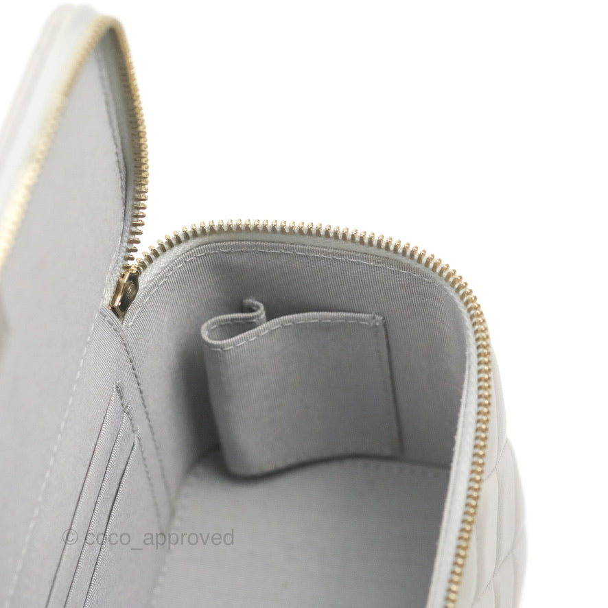 Chanel Vanity Rectangular Top Handle Grey Lambskin Gold Hardware