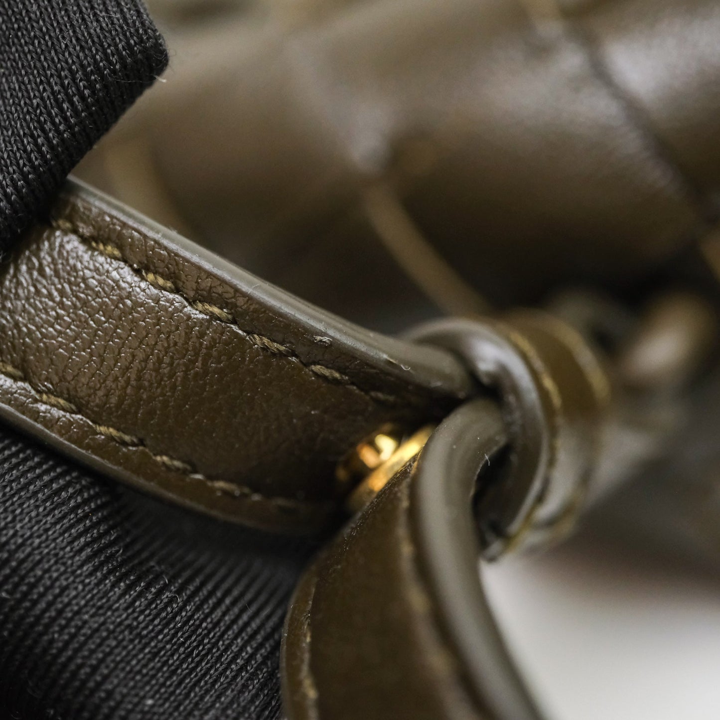 Bottega Veneta Mini Hop Khaki Intrecciato Leather