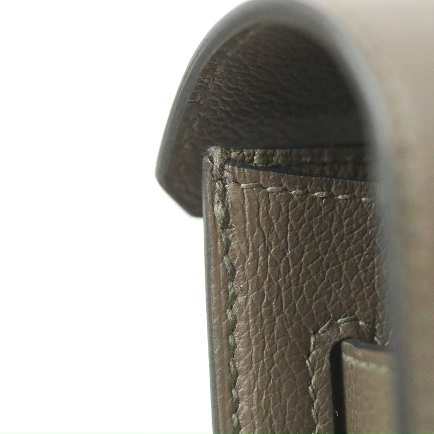 Hermès Kelly Depeches 25 Pouch Vert-De-Gris / Noir / Fauve Evercolor Evergrain & Barenia Calfskin