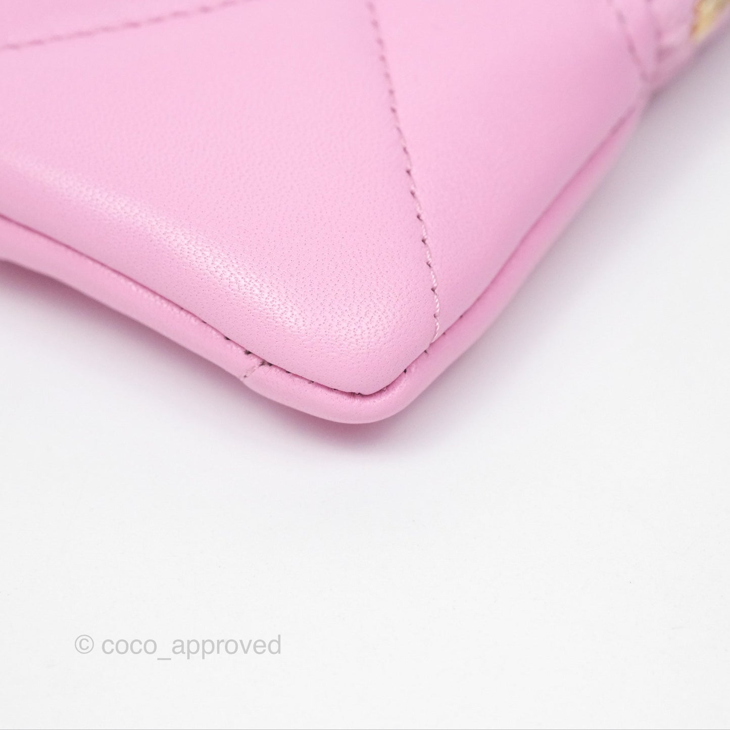 Chanel Quilted 19 Zip Card Holder Wallet Pink Lambskin