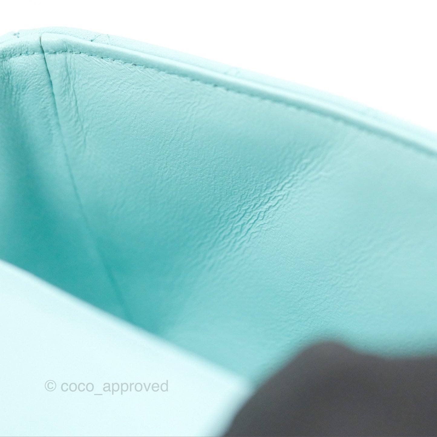 Chanel Quilted Mini Rectangular Flap Tiffany Blue Lambskin Silver Hardware