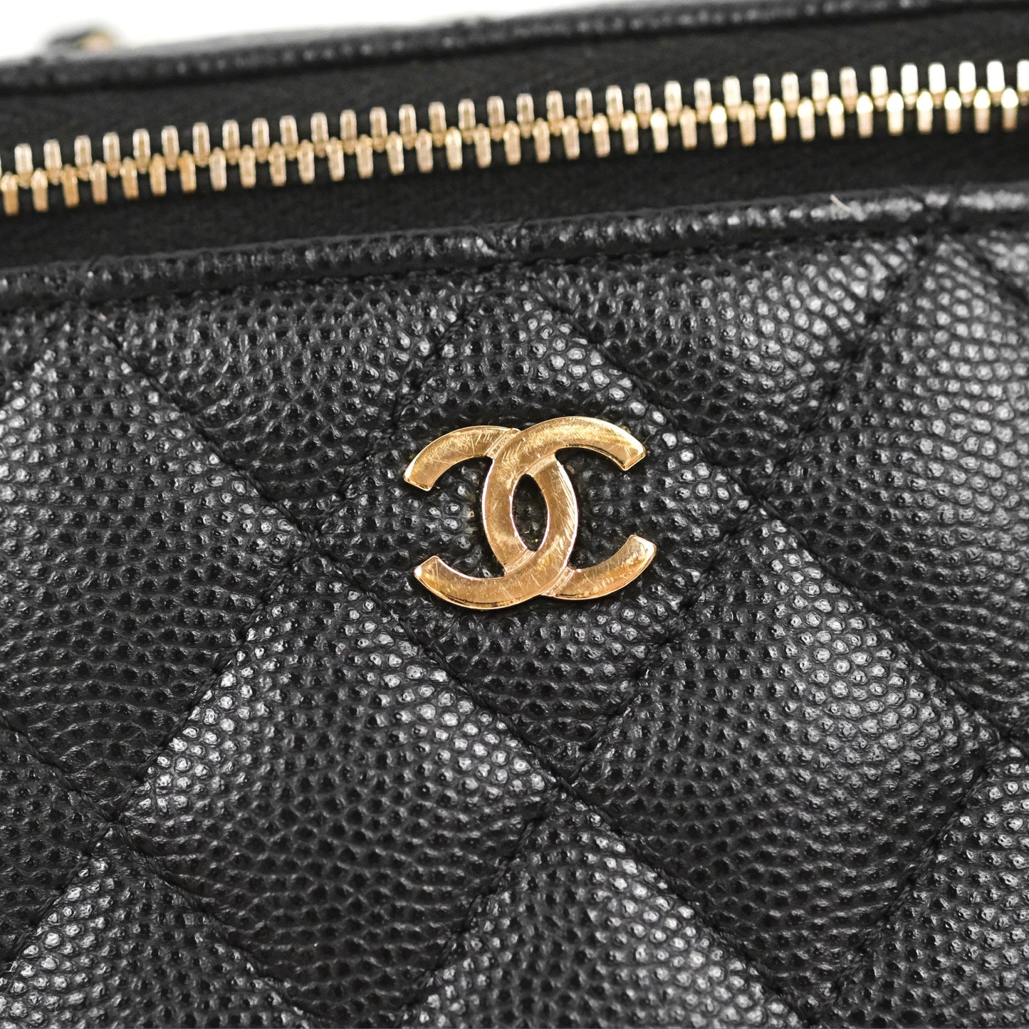 Chanel Classic Mini Vanity With Chain Black Caviar Gold Hardware
