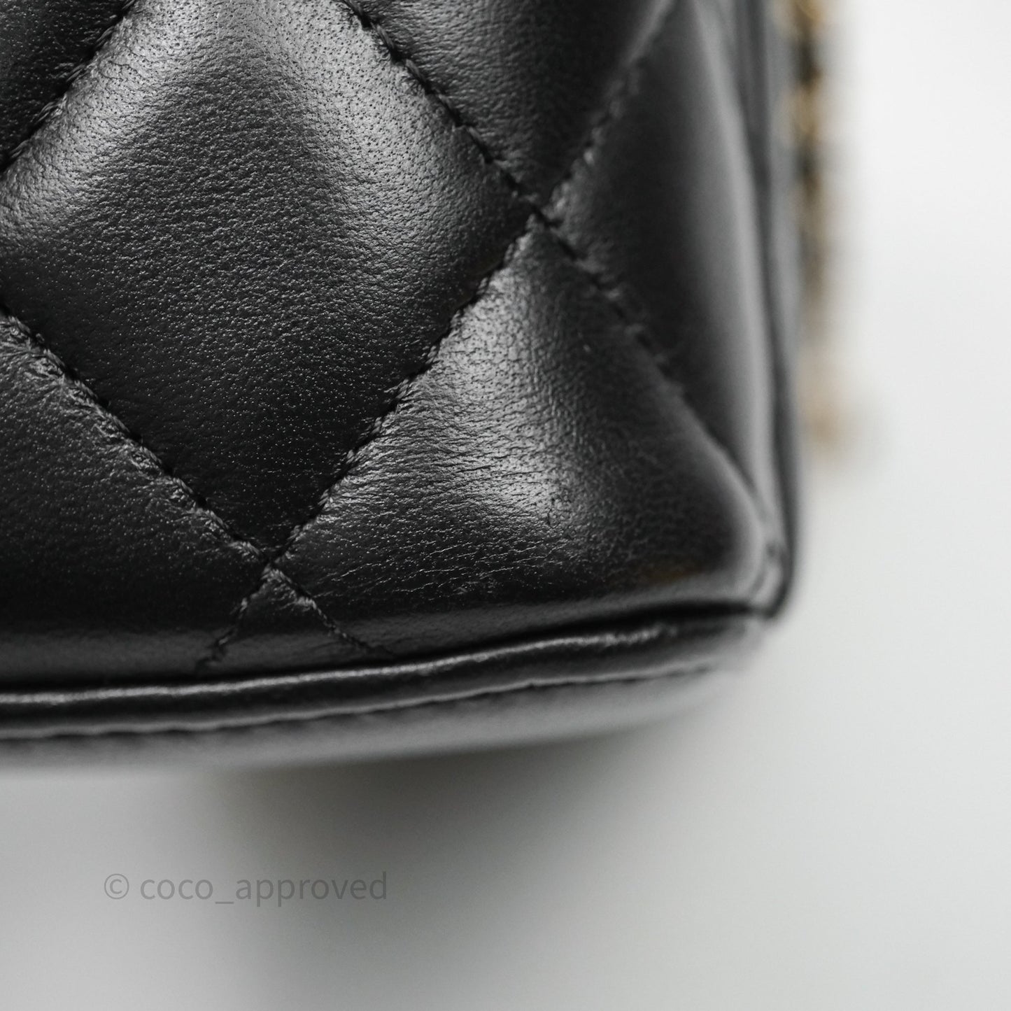Chanel Vanity Rectangular Top Handle Black Lambskin Light Gold Hardware