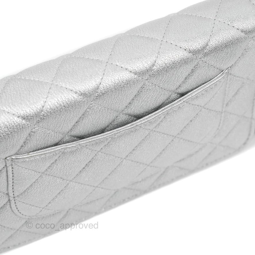 Chanel Quilted Wallet on Chain WOC Silver Lambskin Silver Hardware