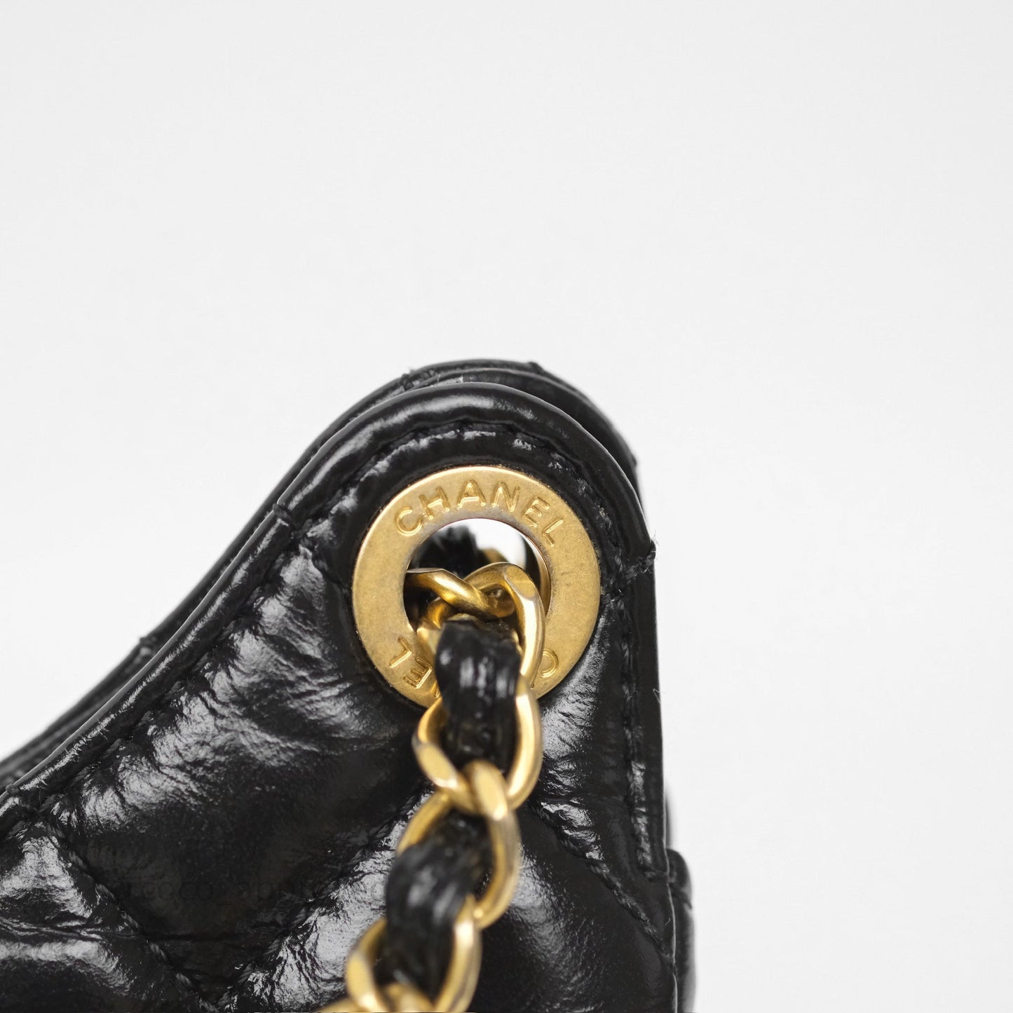 Chanel Small Hobo Black Shiny Crumpled Calfskin Aged Gold Hardware 23C