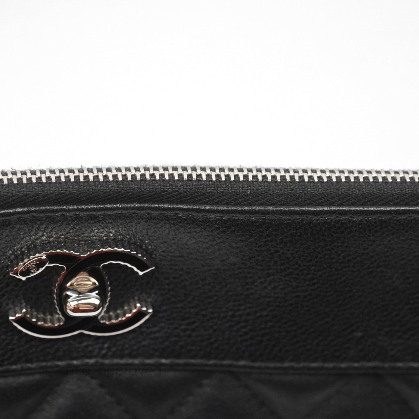 Chanel Mademoiselle Quilted Large O Case Clutch Black Lambskin