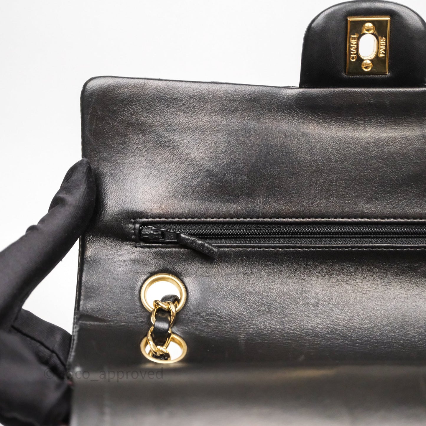 Chanel Classic M/L Medium Flap Quilted Black Lambskin Gold Hardware