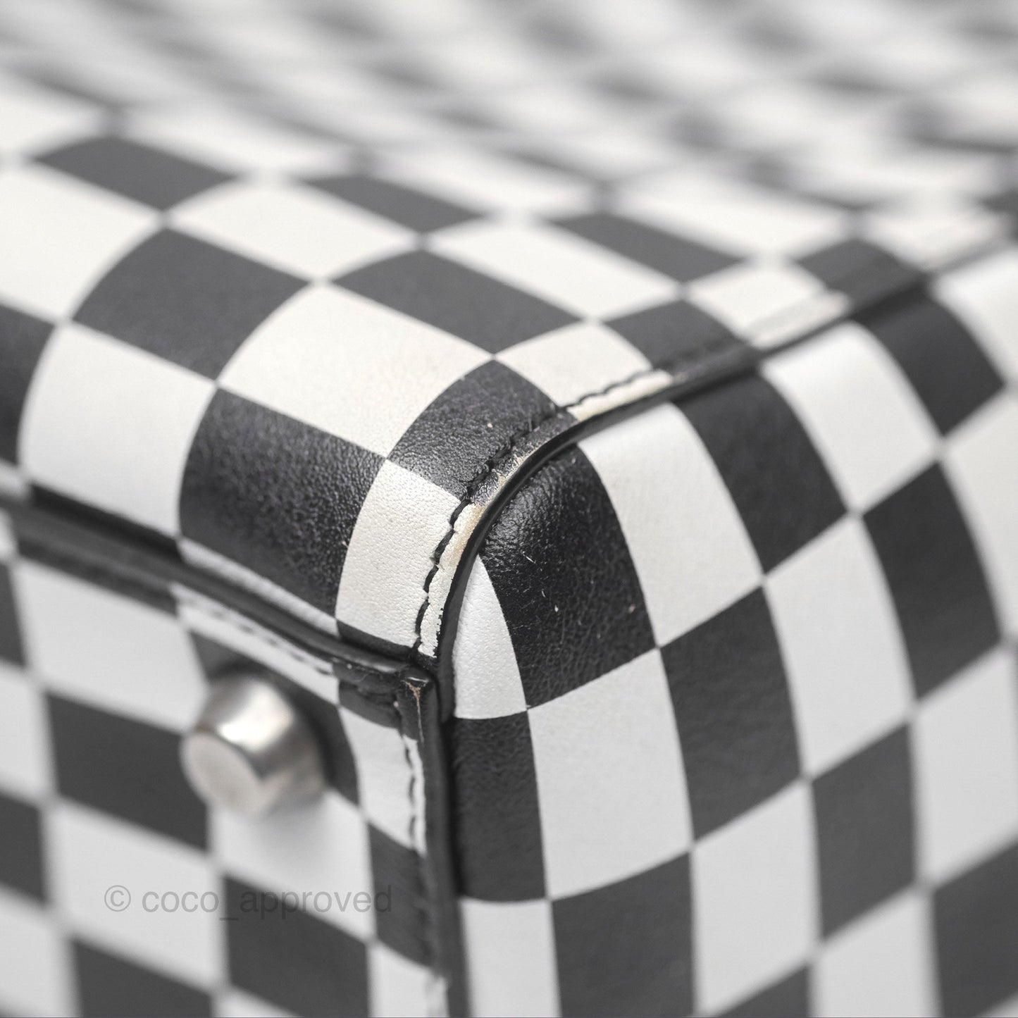 Christian Dior Medium Lady Dior Checkered Black/ White Calfskin