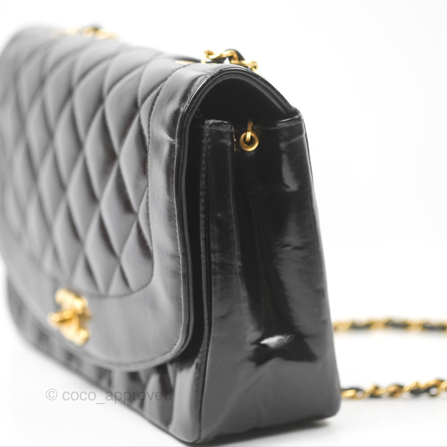 Chanel Vintage Quilted Medium Classic Diana Flap Bag Black 24K Gold Hardware