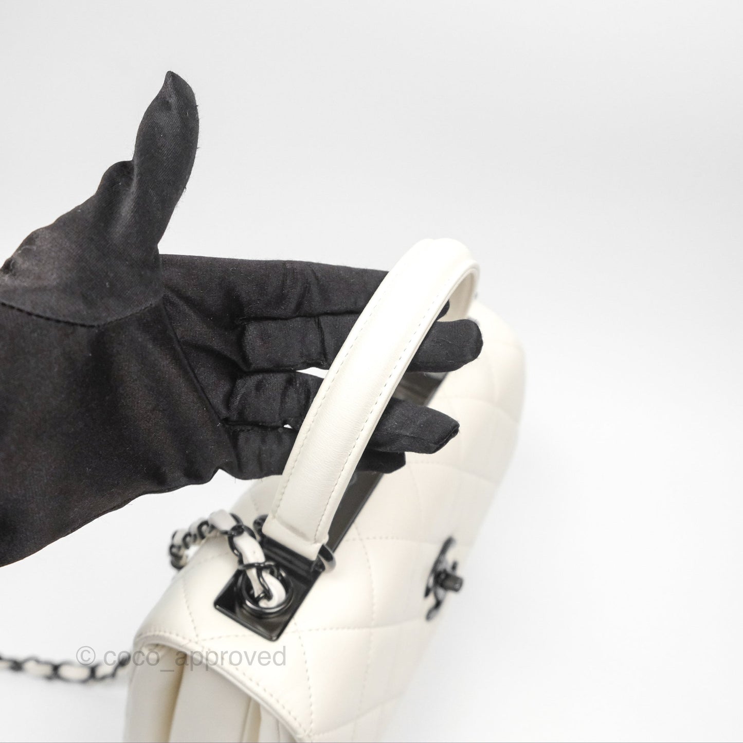 Chanel Trendy CC Small White Lambskin Black Hardware