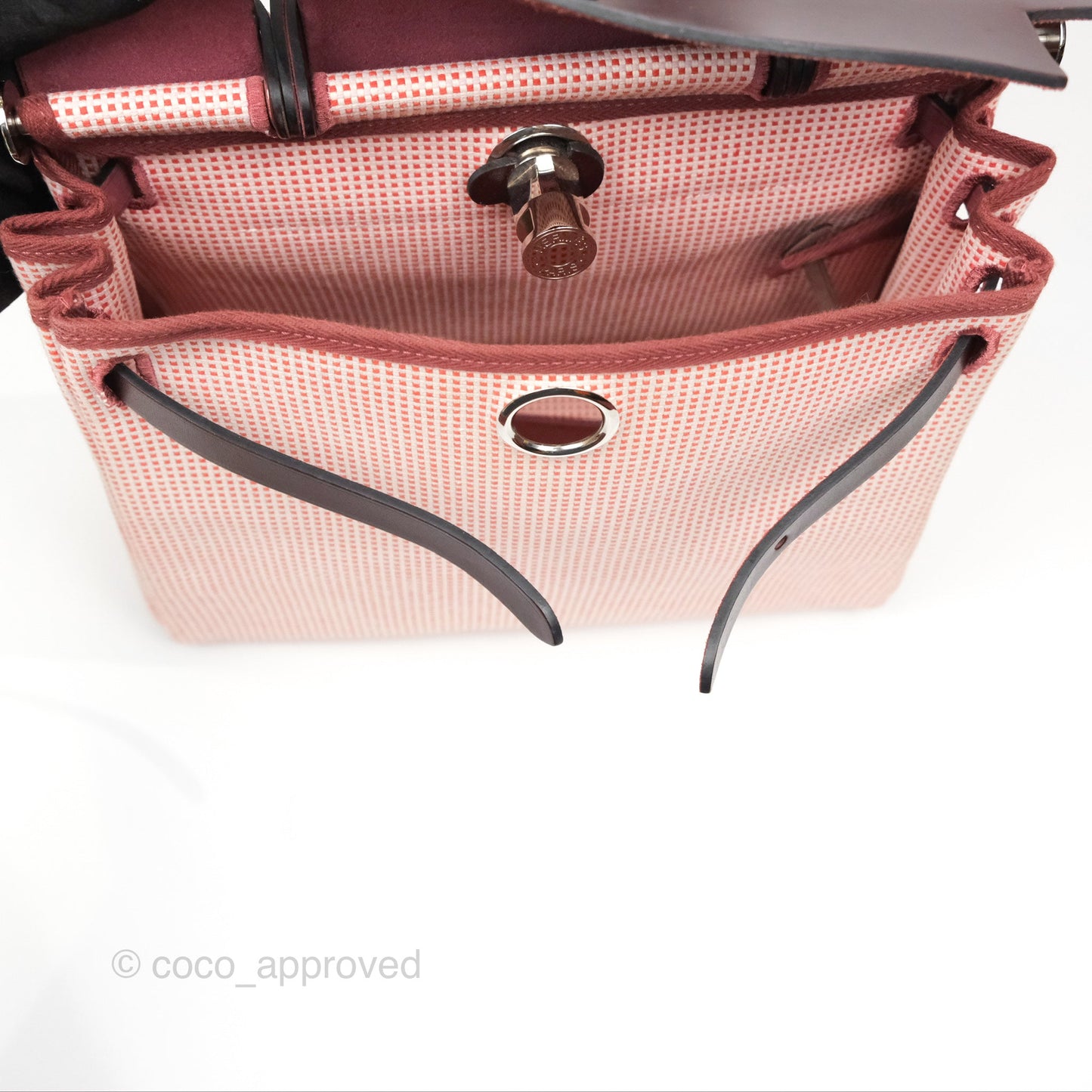 Hermès Herbag Retourne Zip 31 Ecru/Brique/Mauve Pale/Rouge Sellier Canvas Palladium Hardware