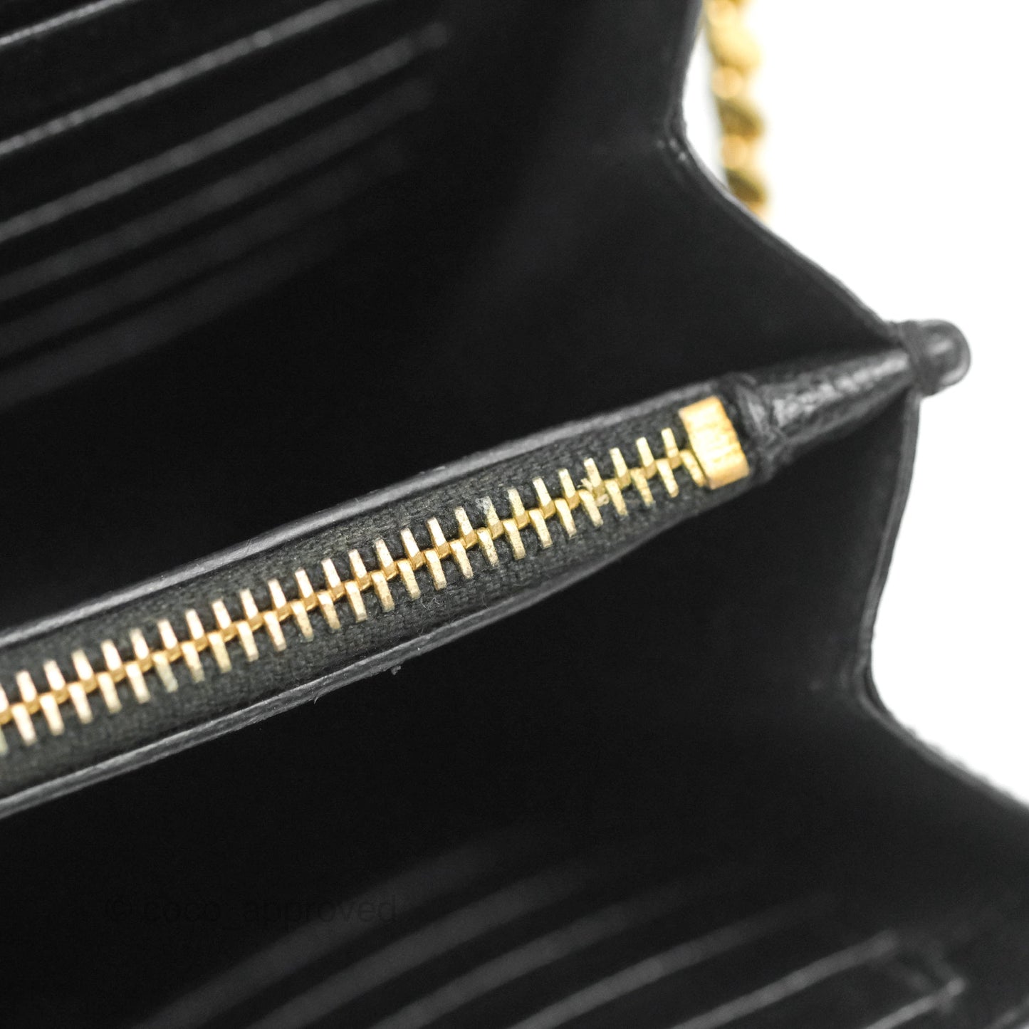 Saint Laurent Wallet on Chain WOC Black Grained Leather Gold Hardware