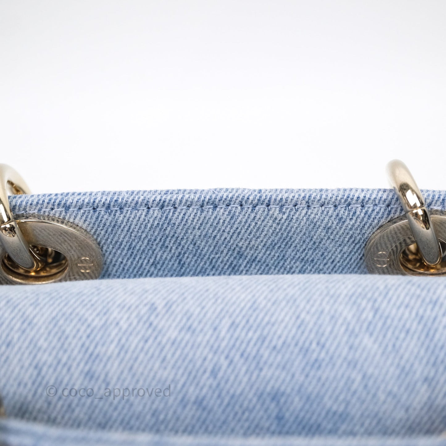 Christian Dior Medium Lady D-Joy Bag Denim Cannage Gold Hardware