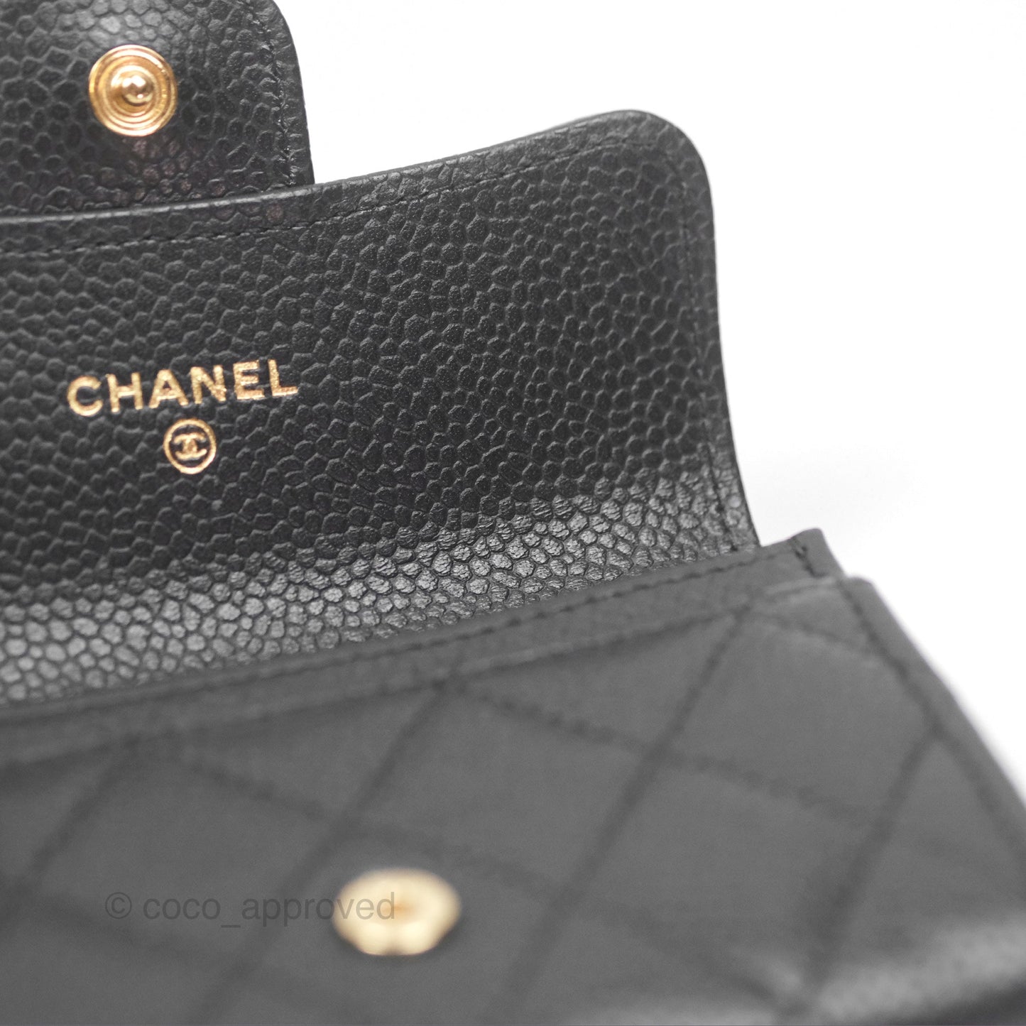 Chanel Quilted Flap Card Holder Caviar Black Gold Hardware