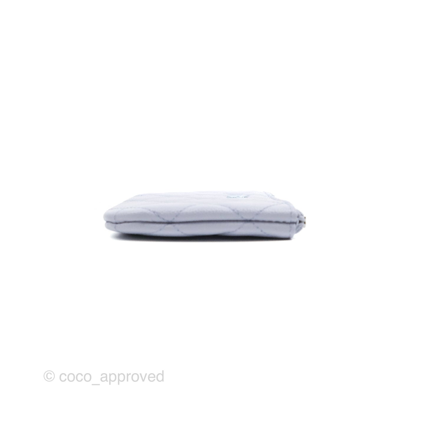 Chanel Classic Mini Quilted O Case Lilac Caviar Silver Hardware