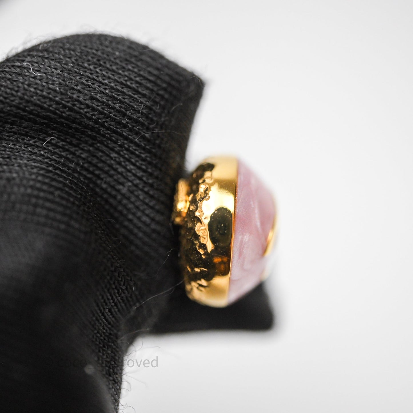 Chanel CC Pink Round Earrings Gold Tone 26C