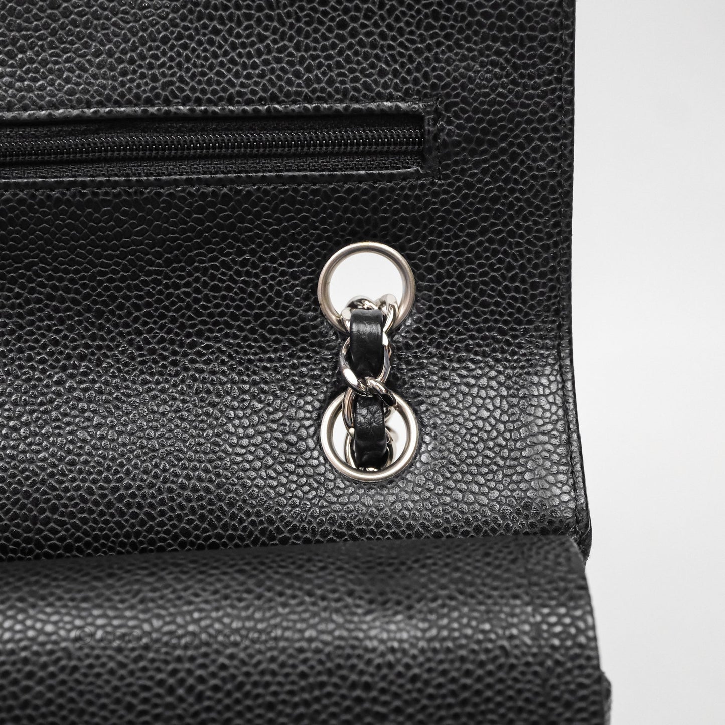 Chanel Classic M/L Medium Flap Quilted Black Caviar Silver Hardware