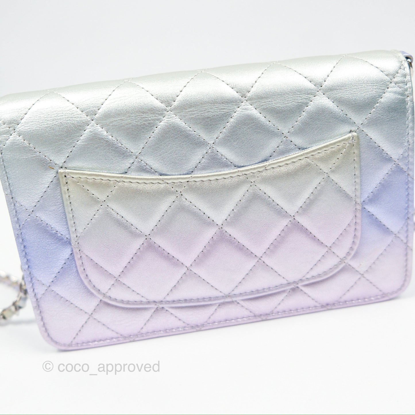 Chanel Classic Quilted Wallet on Chain WOC Iridescent Rainbow Calfskin 21K