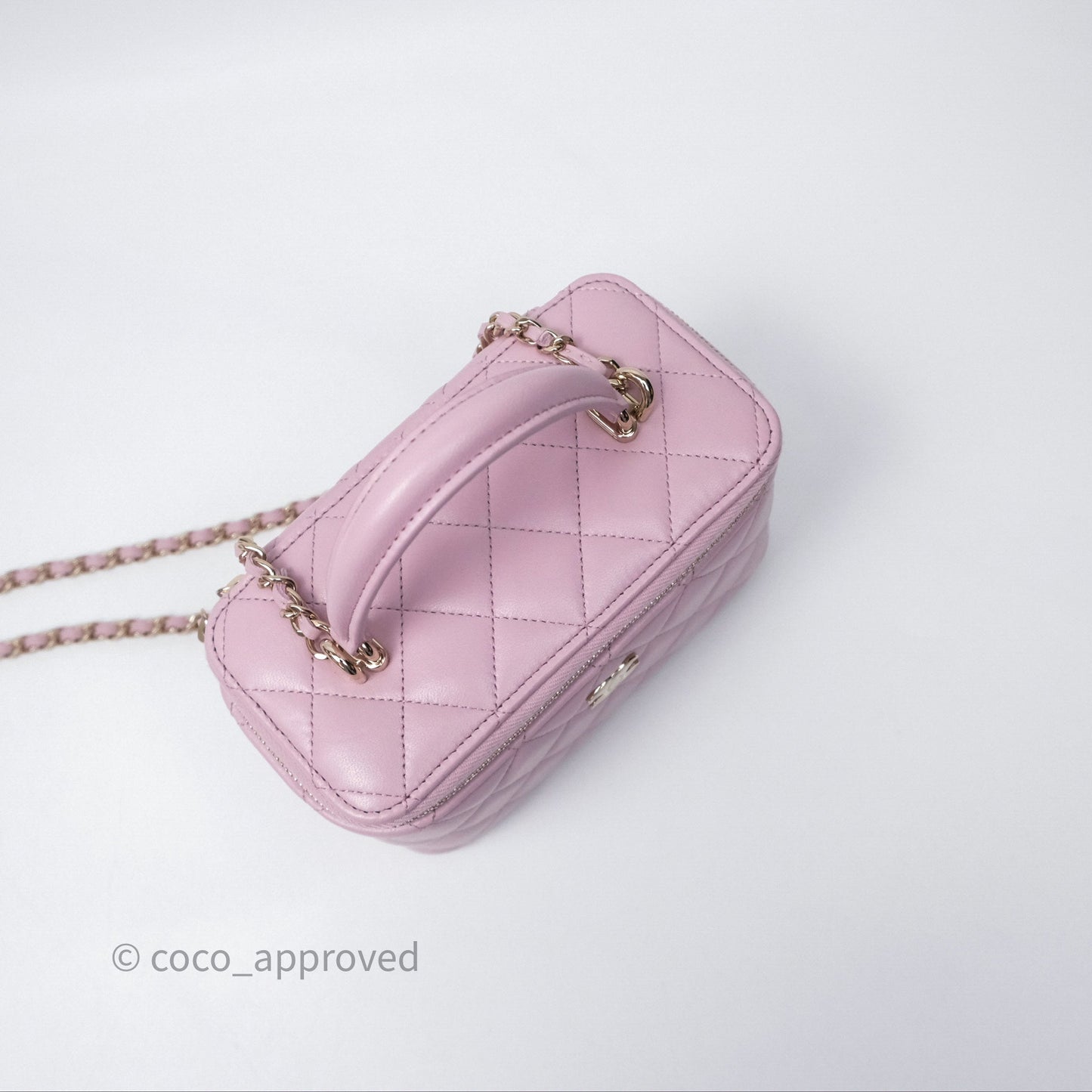 Chanel Vanity Rectangular Top Handle Lilac Lambskin Gold Hardware