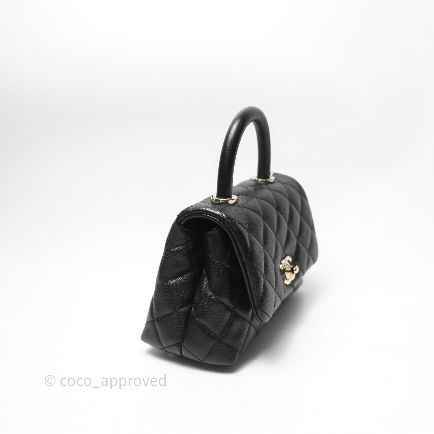 Chanel Mini Coco Handle Quilted Black Caviar Gold Hardware