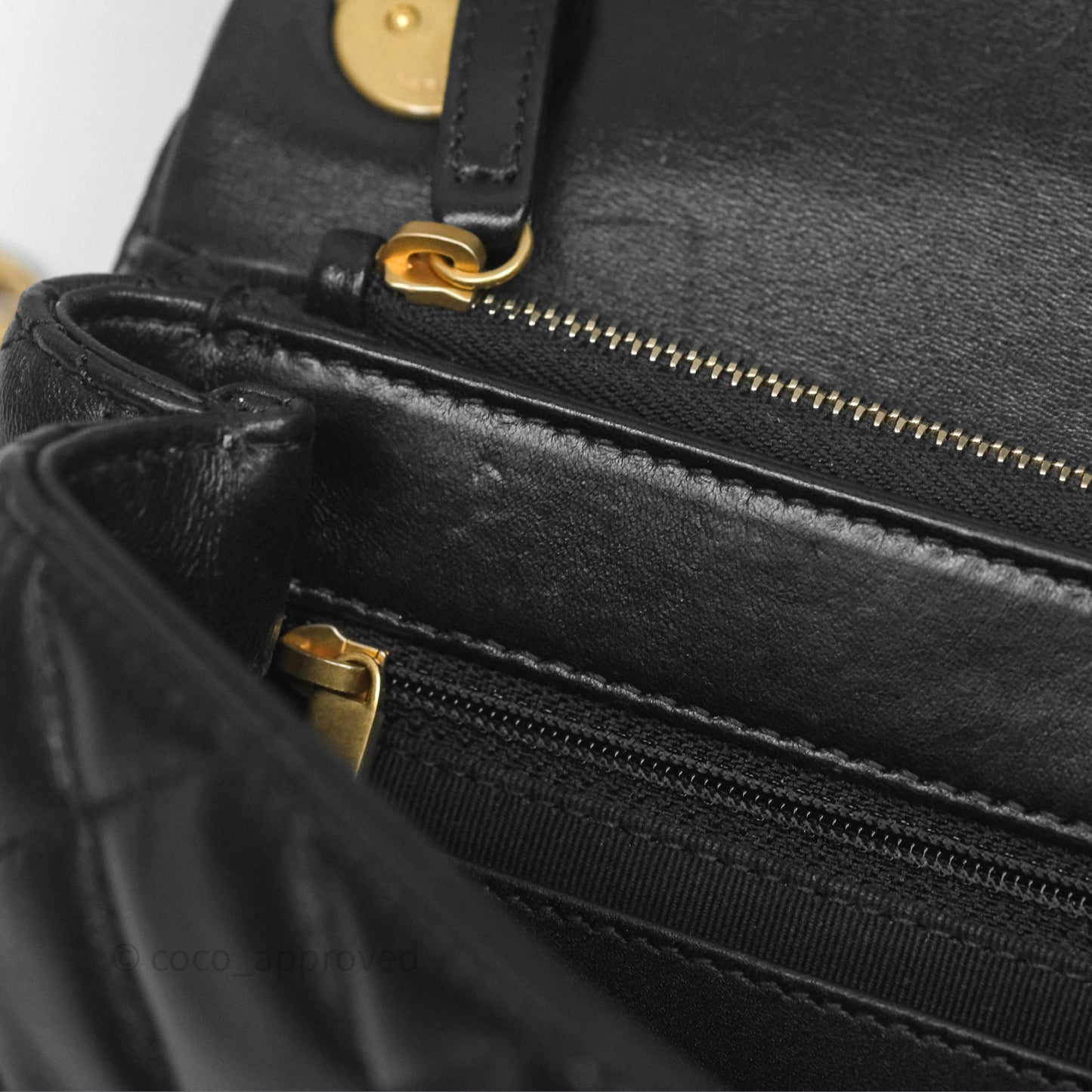Chanel Small All Slide Adjustable Chain Flap Bag Black Lambskin Aged Gold Hardware 22K