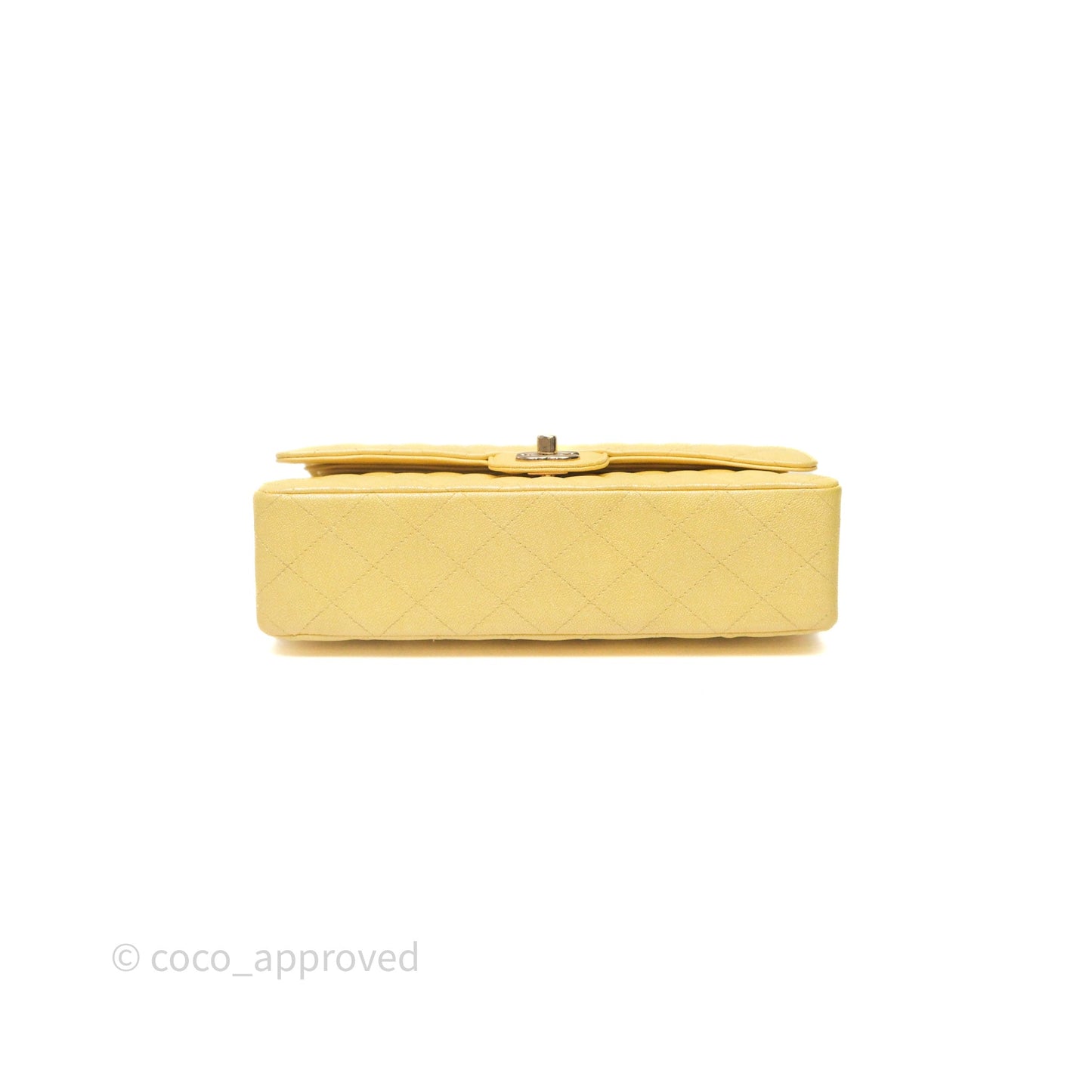 Chanel Classic M/L Medium Flap Quilted Iridescent Yellow Caviar Gold Hardware