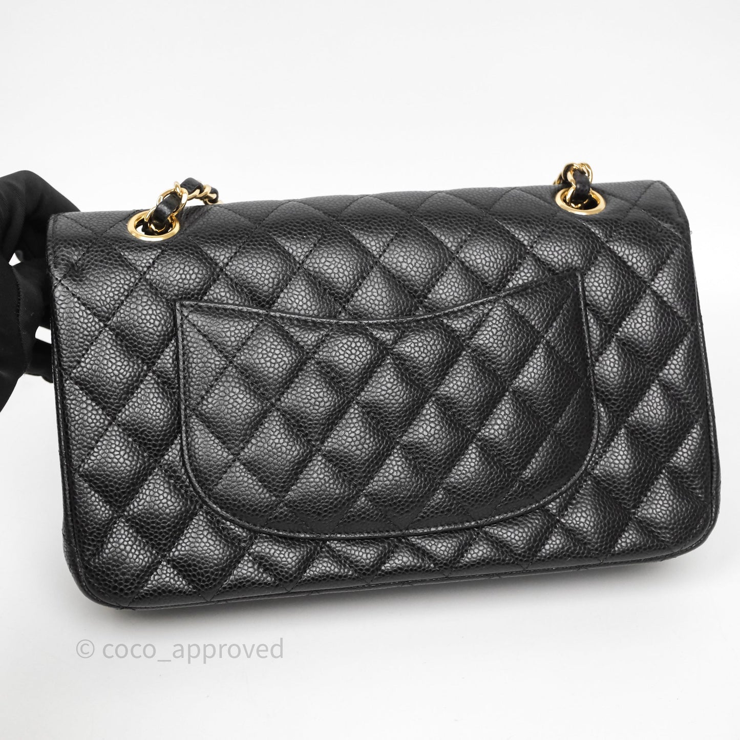 Chanel Classic M/L Medium Flap Quilted Black Caviar Gold Hardware
