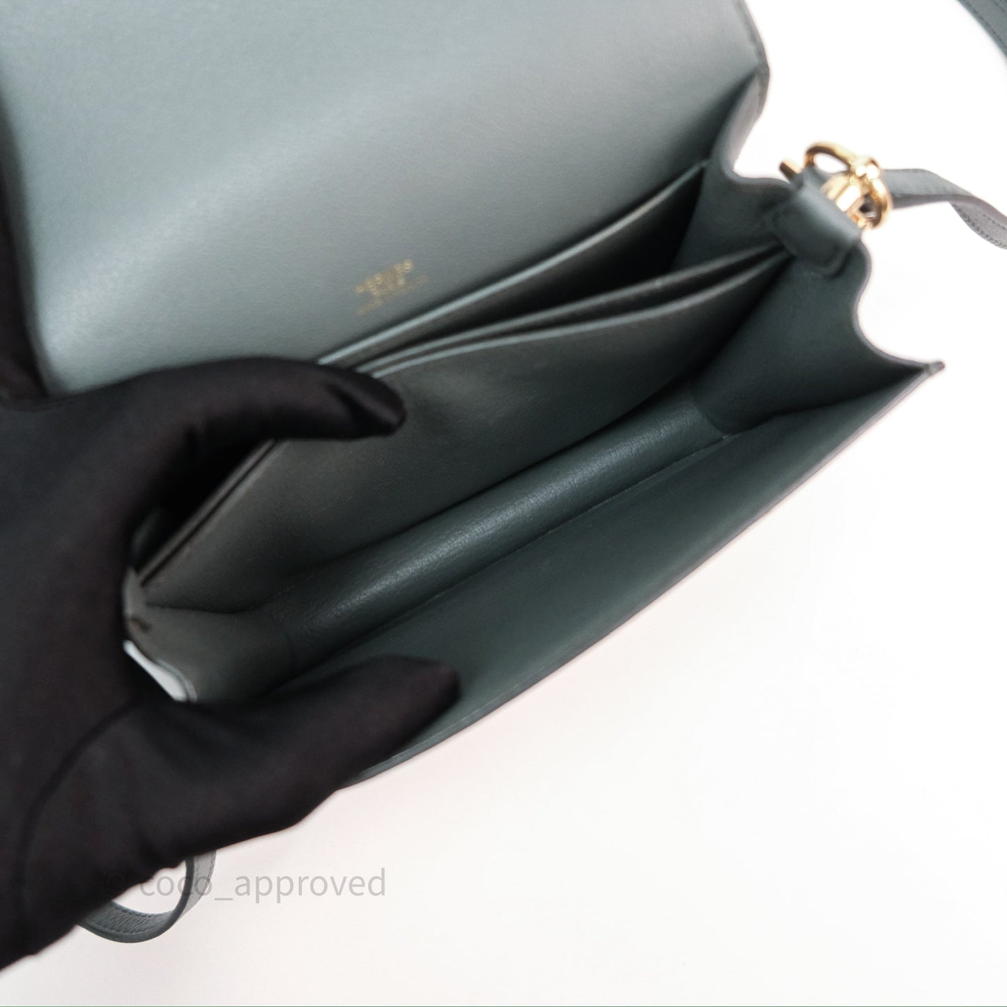 Hermès Roulis Mini 18 Vert Amancde 63 Evercolor Gold Hardware
