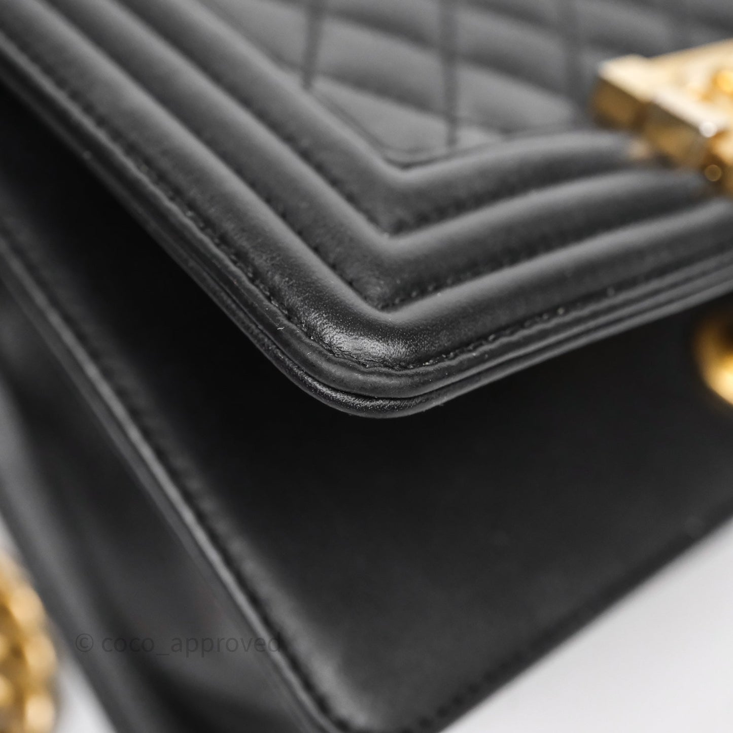 Chanel Small Boy Black Lambskin Aged Gold Hardware