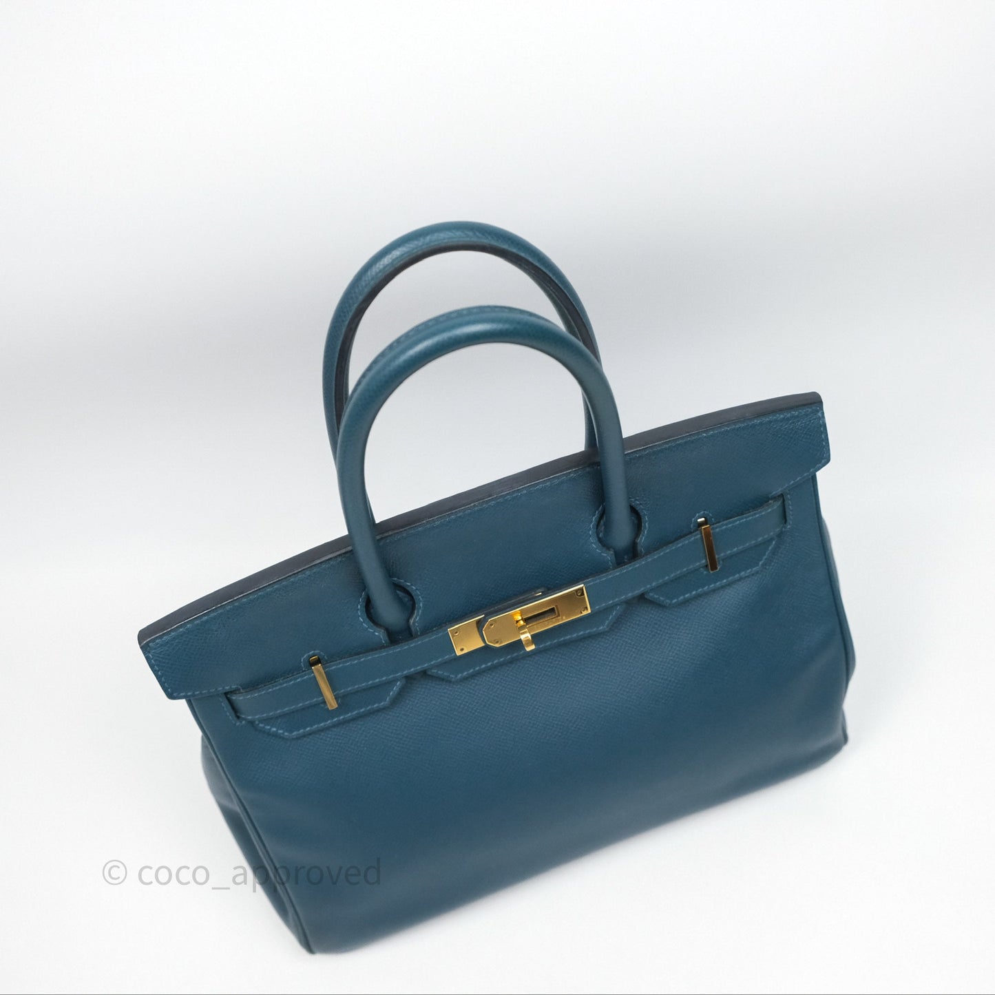 Hermès Birkin 30 Retourne Bleu de Prusse 7P Epsom Gold Hardware