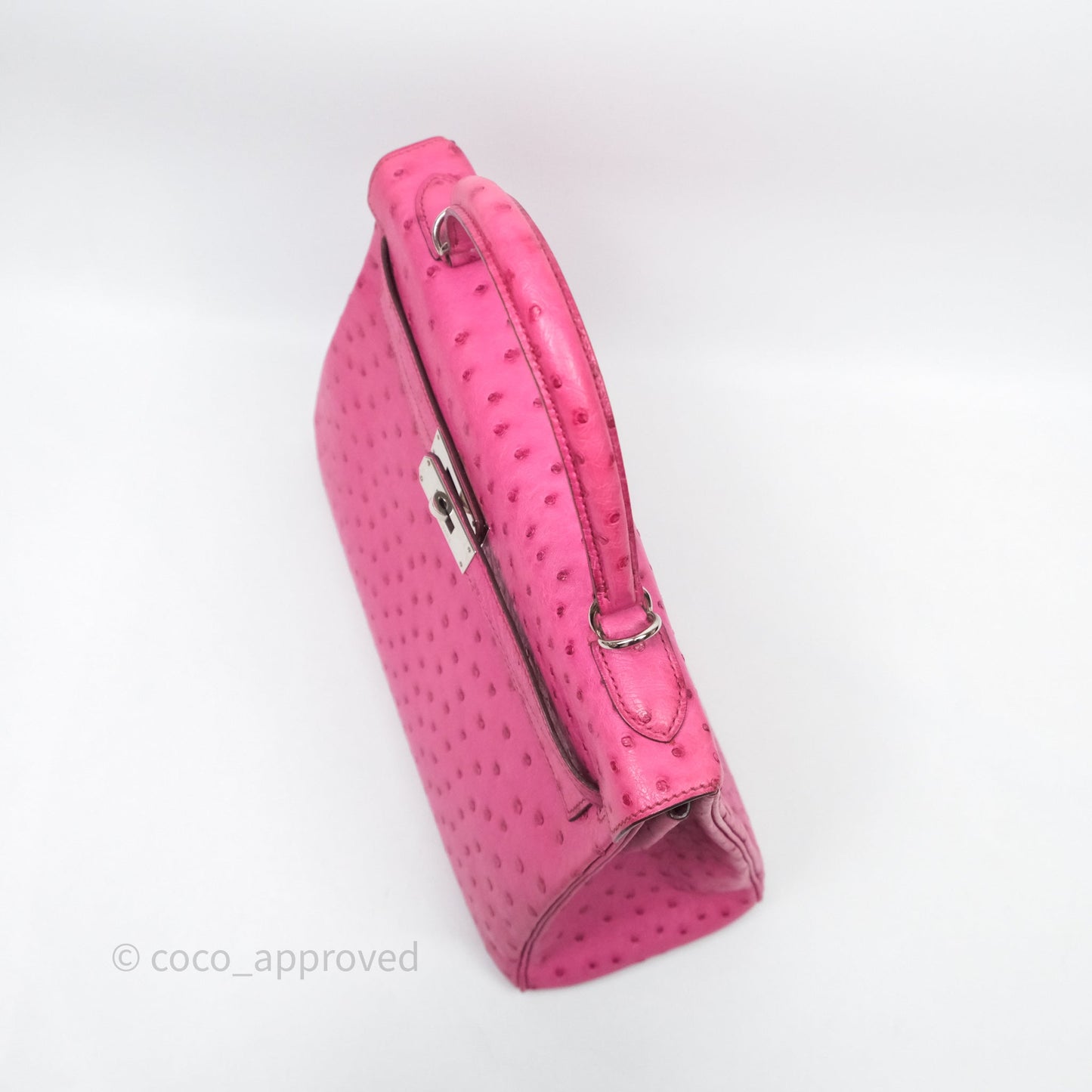 Hermes Kelly 32 Fuchsia Ostrich Palladium Hardware