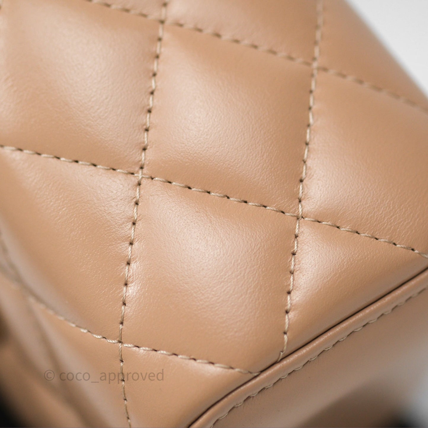 Chanel Quilted Mini Perfect Fit Vanity With Chain Beige Calfskin Aged Gold Hardware