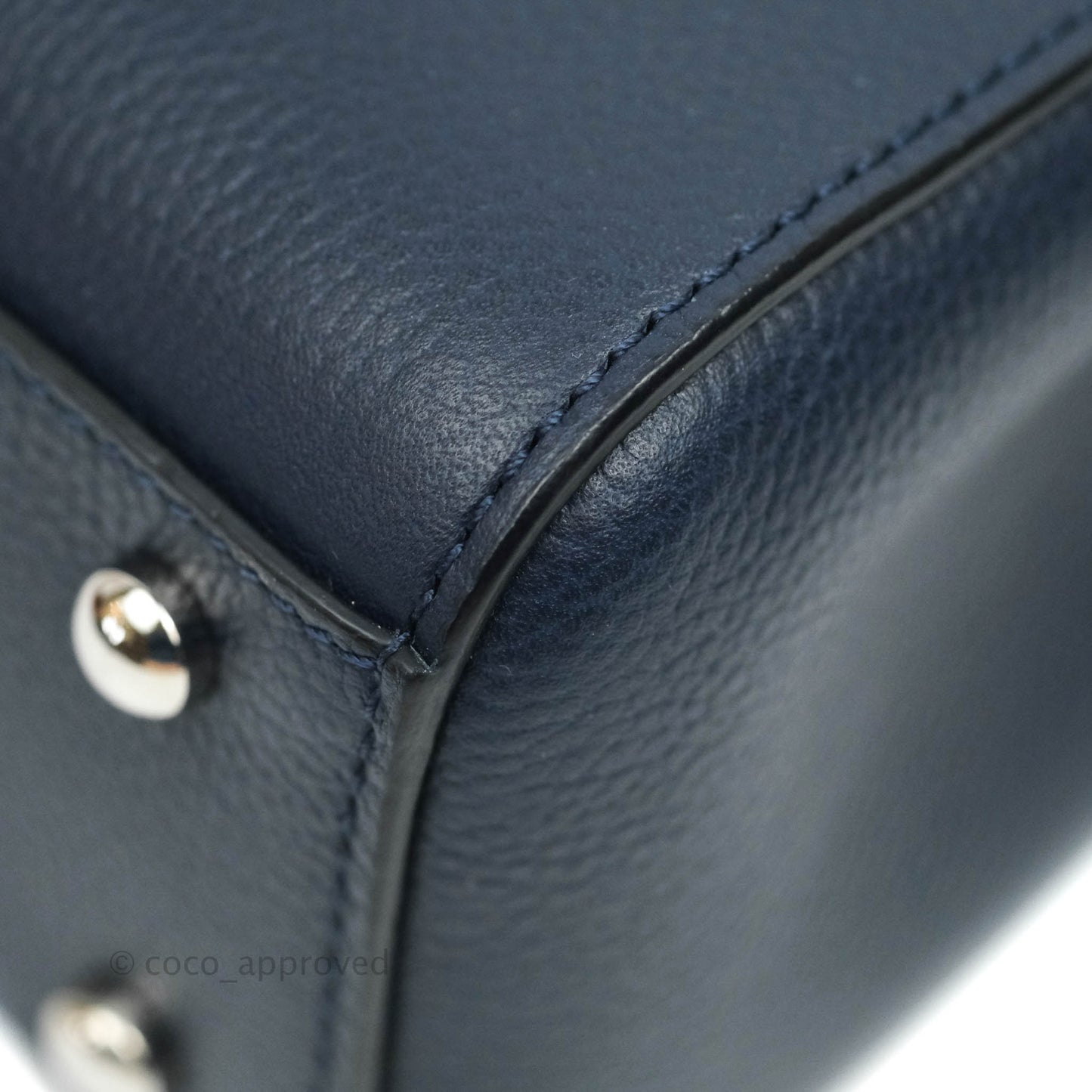 Chanel Mini Neo Executive Shopper Tote Black Grained Calfskin Navy Silver Hardware
