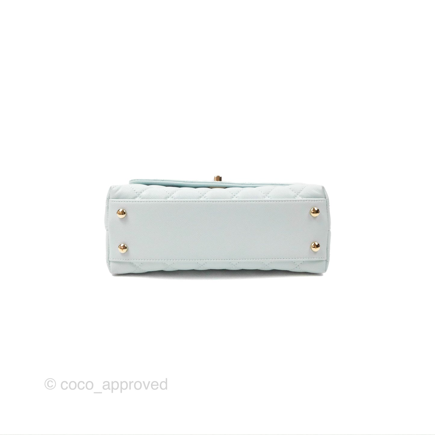 Chanel Small Coco Handle Quilted Light Baby Blue Caviar Gold Hardware
