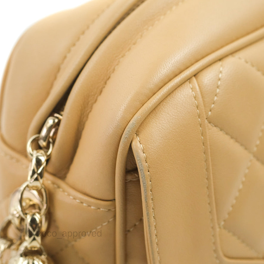 Chanel Calfskin Coco Vintage Camera Case Beige Gold Hardware