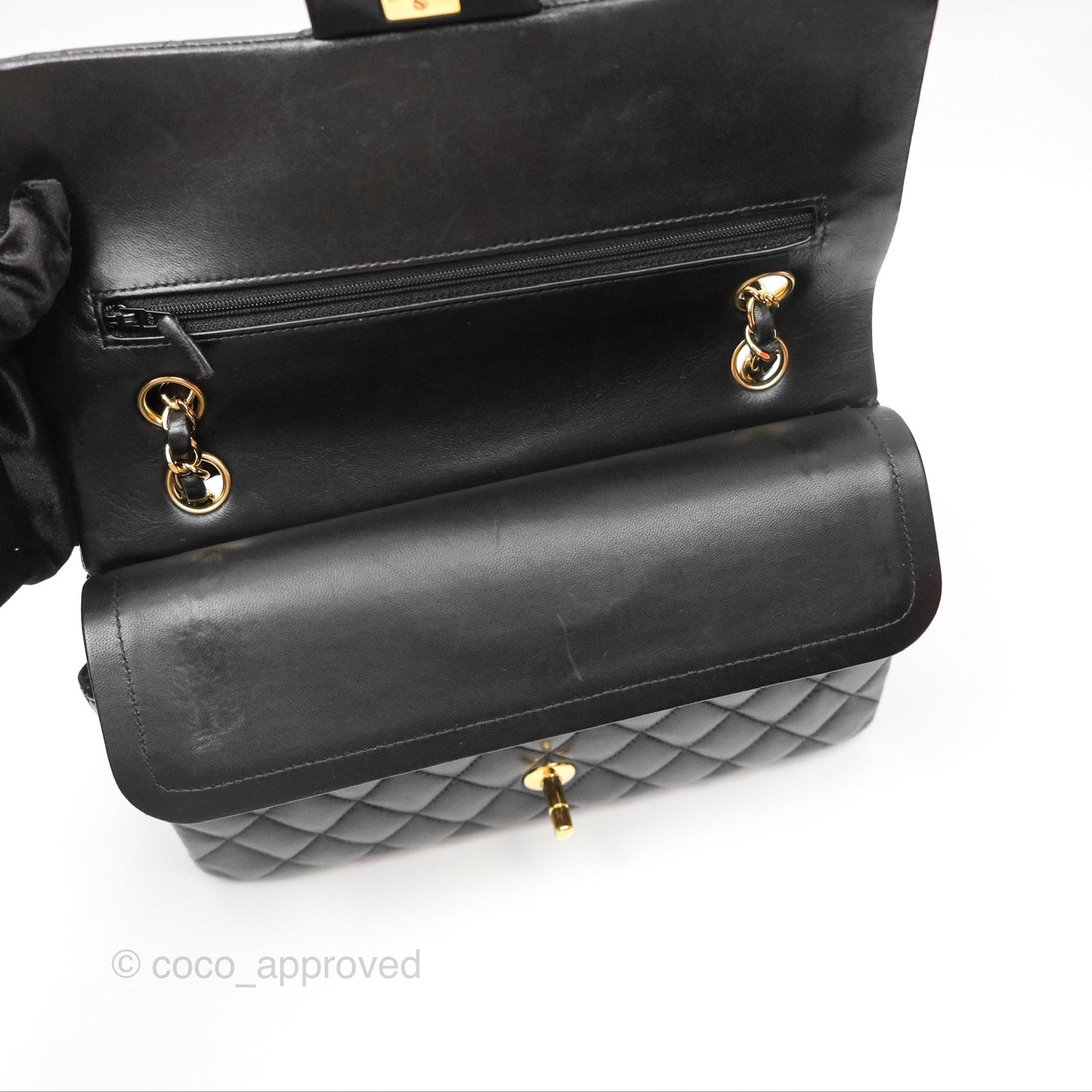 Chanel Classic M/L Medium Flap Quilted Black Lambskin Gold Hardware