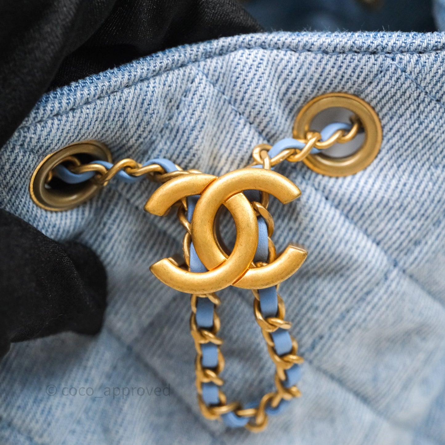Chanel 25 Small Hobo Blue Washed Denim Aged Gold Hardware
