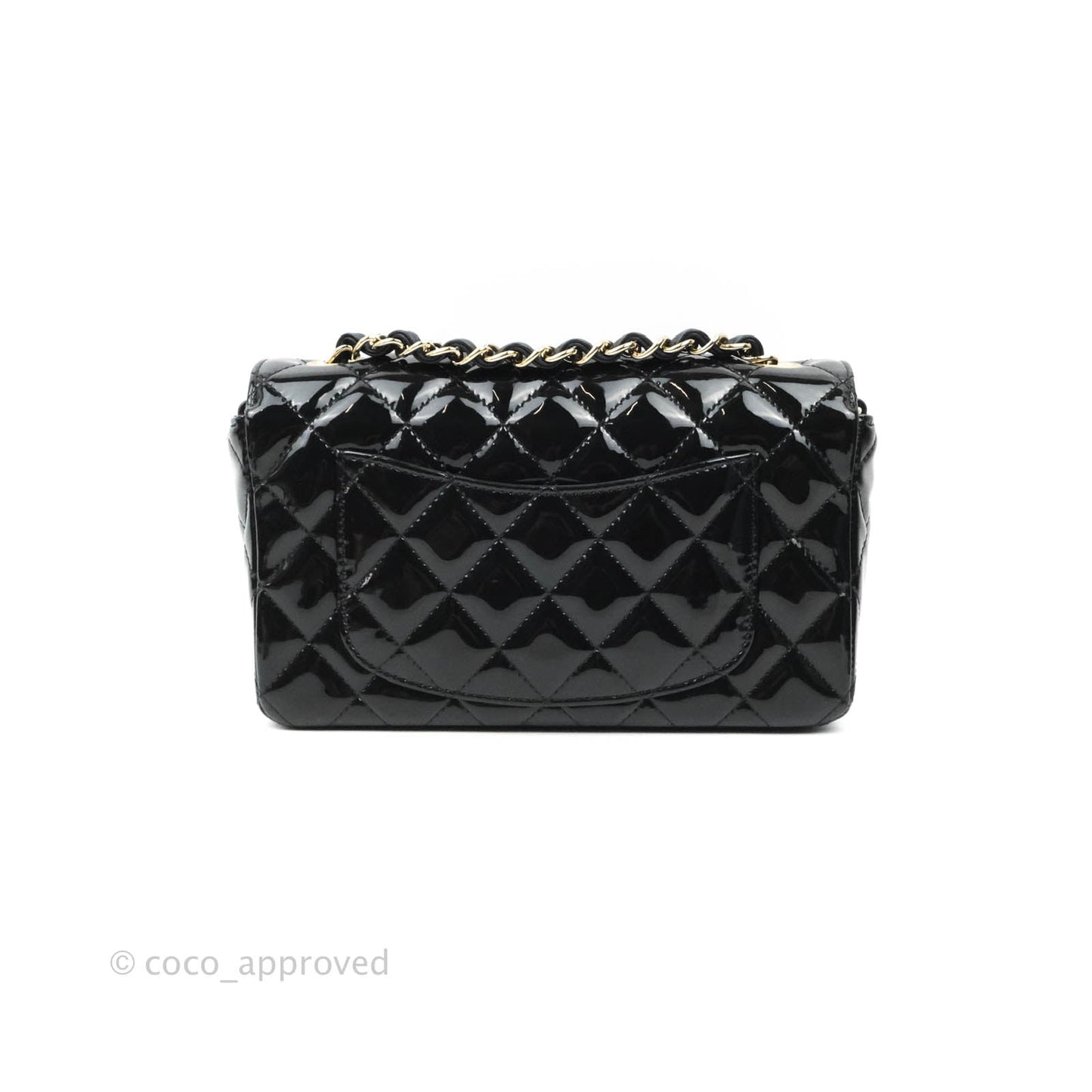 Chanel Quilted Mini Rectangular Black Patent Gold Hardware