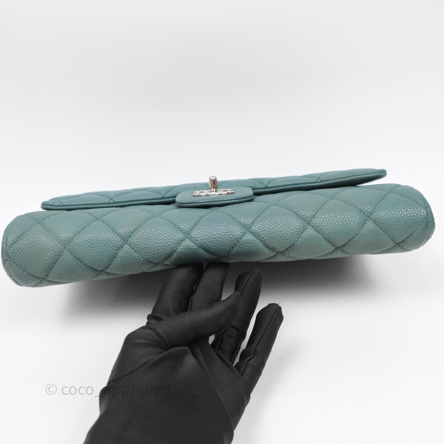 Chanel Quilted Clutch with Chain Green Caviar Gold Hardware