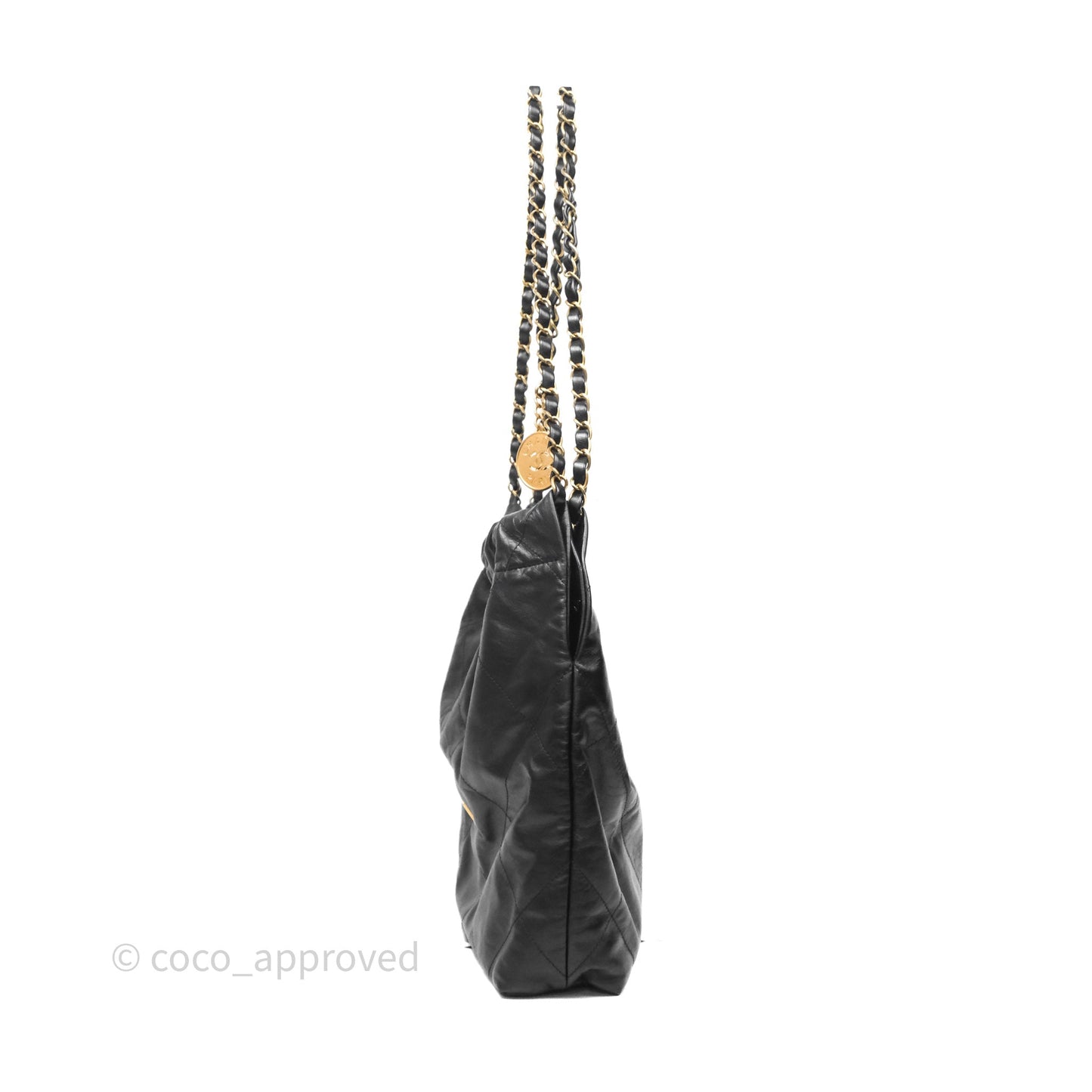 Chanel 22 Small Black Calfskin Aged Gold Hardware