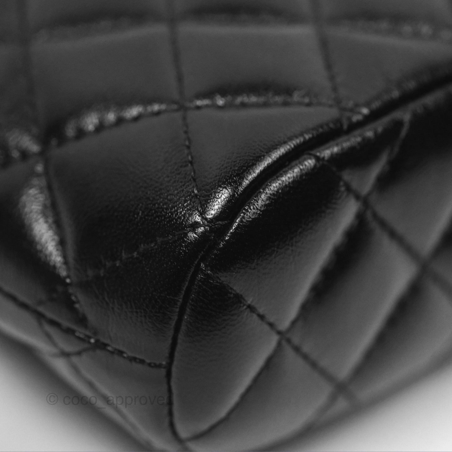 Chanel Mini Handle Clutch with Chain Black Shiny Lambskin Gold Hardware
