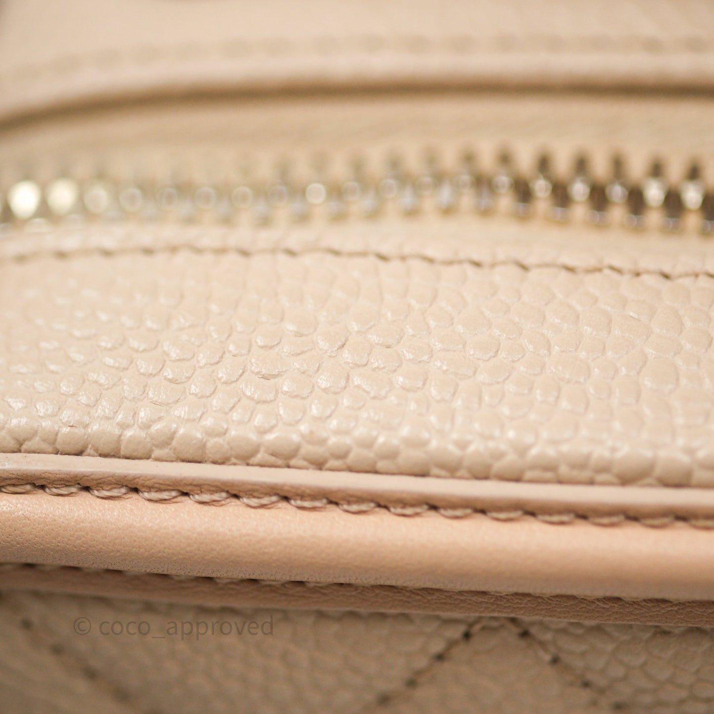 Chanel Quilted Small CC Filigree Vanity Case Beige Caviar Gold Hardware