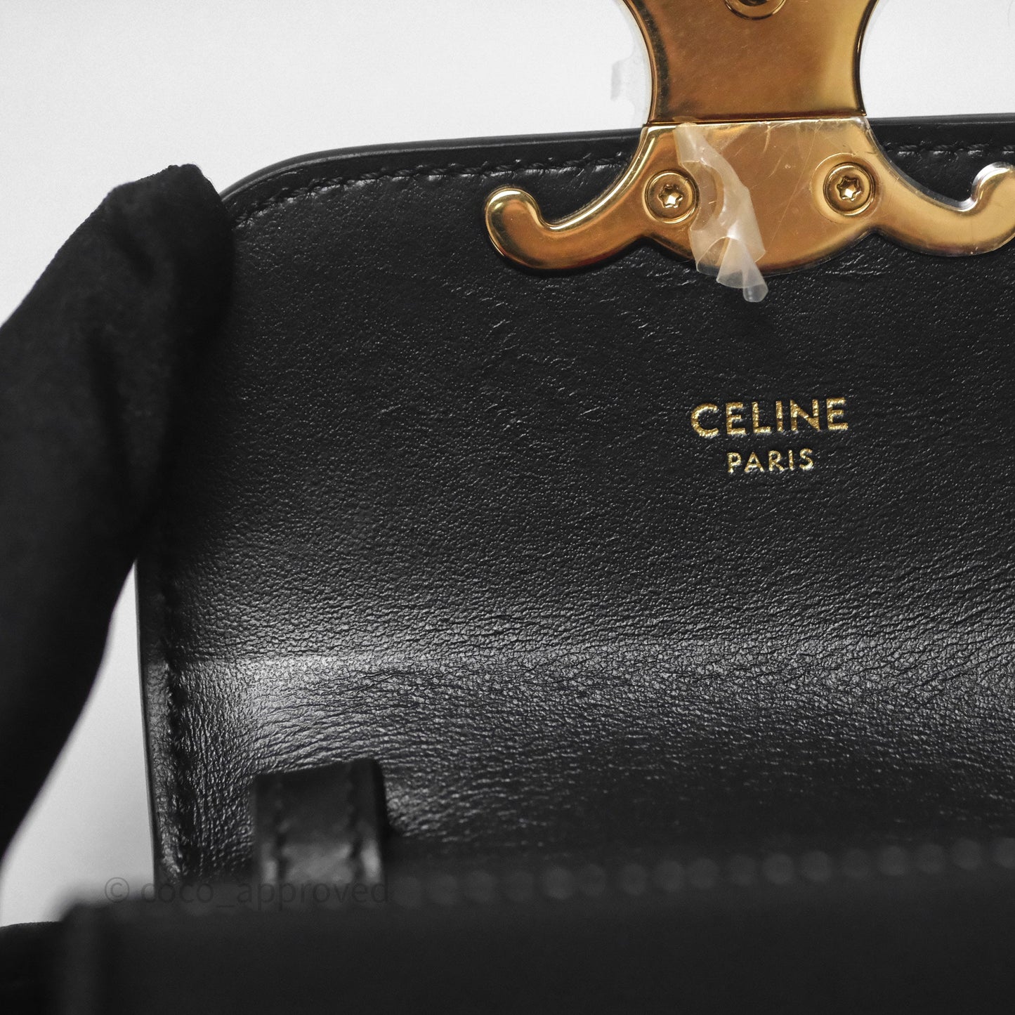 Celine Mini Claude Triomphe Bag Black Shiny Calfskin