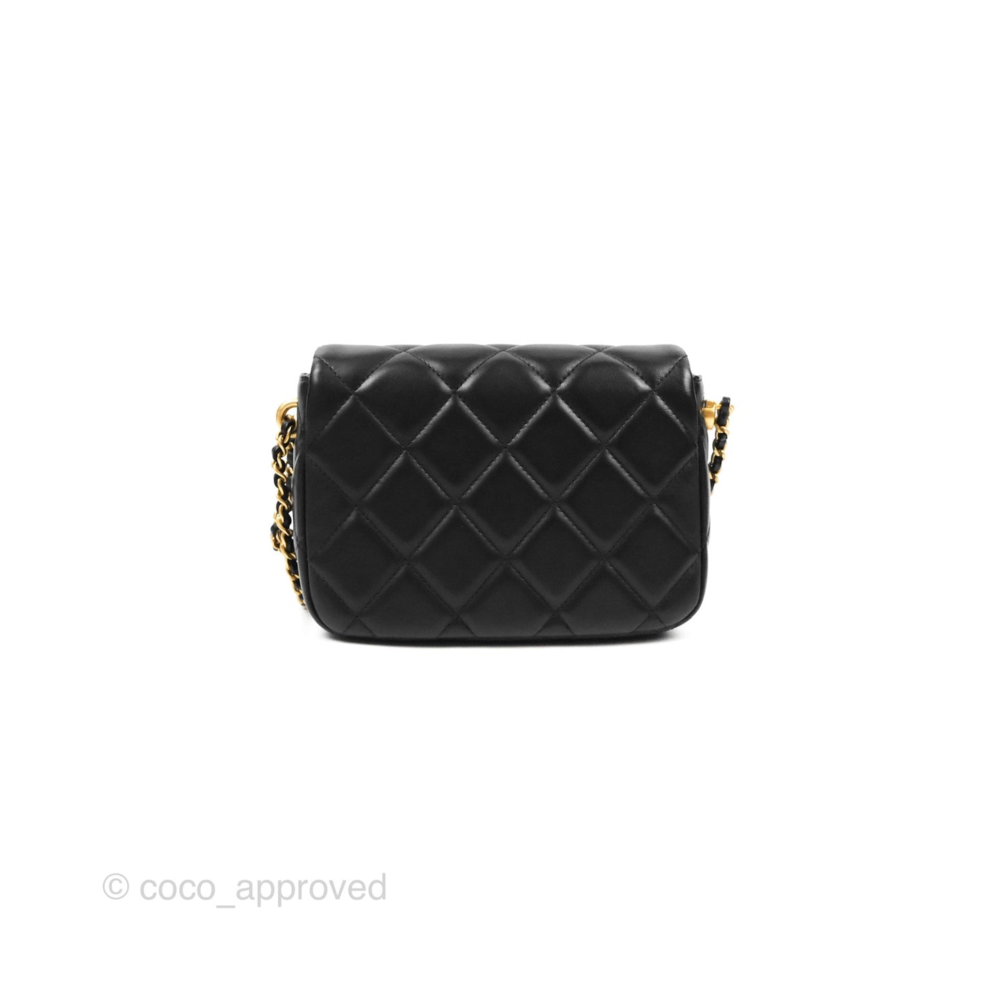 Chanel Quilted My Perfect Mini With Pearl Black Lambskin Gold Hardware