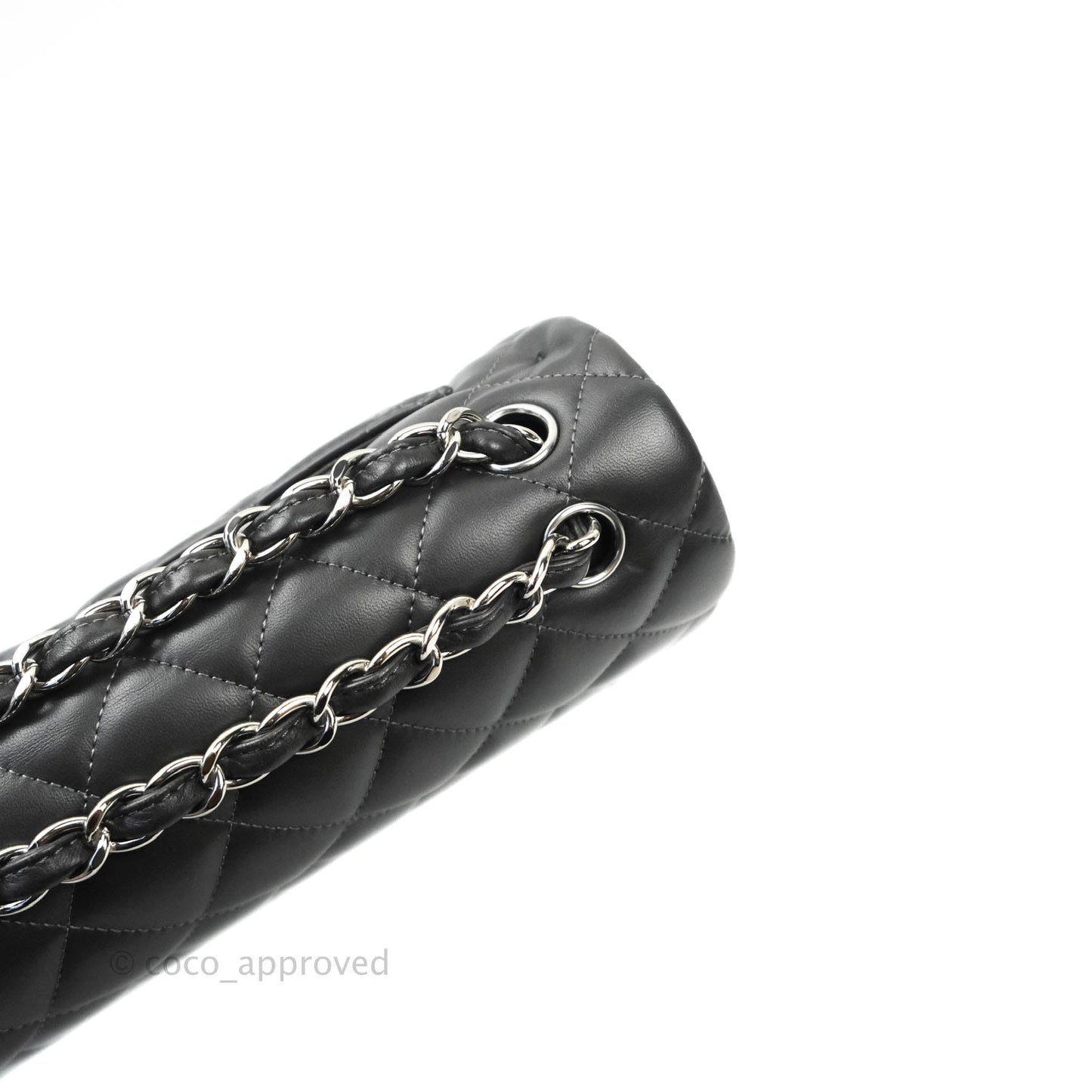 Chanel Jumbo Double Flap Dark Grey Lambskin Silver Hardware⁣⁣