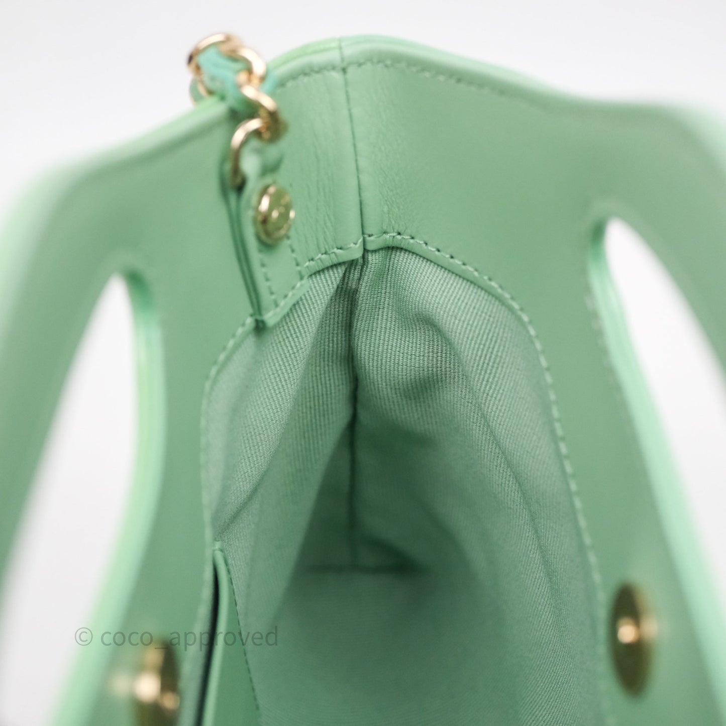 Chanel Nano 31 Green Shiny Lambskin Gold Hardware